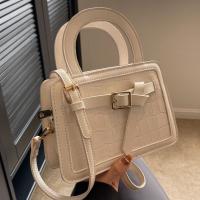 PU Leather Handbag soft surface & attached with hanging strap crocodile grain PC