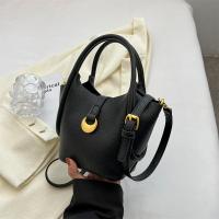 PU Leather Handbag soft surface & attached with hanging strap Lichee Grain PC