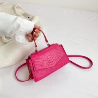 PU Leather Handbag soft surface & attached with hanging strap crocodile grain PC