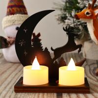 Wooden Candle Holder christmas design black PC