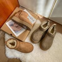 Cuero sintético de microfibra PU & Felpa & Caucho Botas Ugg Mujer, labor de retazos, Sólido, más colores para elegir,  Par