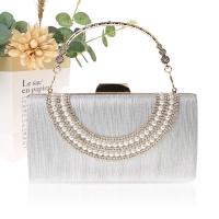 Polyester Easy Matching Clutch Bag with chain & with rhinestone Plastic Pearl PC