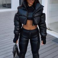 Polyester Women Parkas & loose Solid black PC