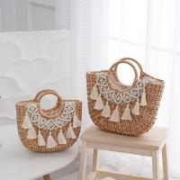 Cotton Cord & Straw Beach Bag & Easy Matching Woven Tote khaki PC