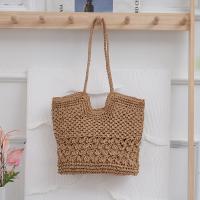 Paper Rope Beach Bag & Easy Matching Woven Shoulder Bag large capacity brown PC