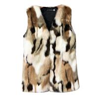 Kunstbont Vrouwen Vest Leopard Kaki stuk