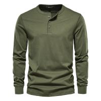 Cotton Men Long Sleeve T-shirt plain dyed Solid PC