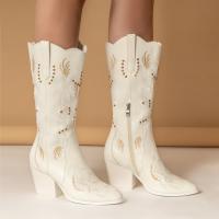 PU Cuir Bottes Blanc Paire