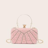 Polyester Easy Matching Clutch Bag with chain & with rhinestone Plastic Pearl PC