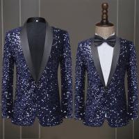 Acetate Fiber Blazer & Slim Men Suit Coat Navy Blue PC