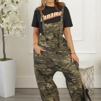 Poliéster Pantalones Mujer Suspender, impreso, camuflaje, verde,  trozo