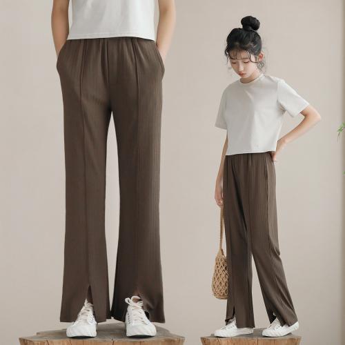 Coton Pantalon occasionnel de fille Tricoté Solide Café pièce