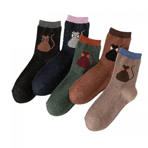 Polyester Kurze Tube Socken, Gedruckt, unterschiedliches Muster zur Auswahl, mehr Farben zur Auswahl, :, 5Paare/Viel,  Viel