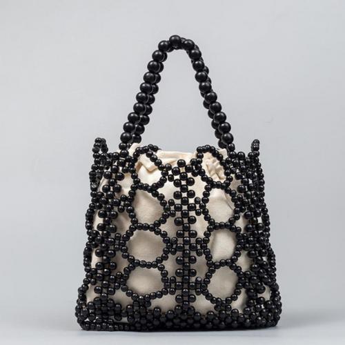 Wooden Beads & Polyester Cotton Easy Matching Woven Tote hollow PC