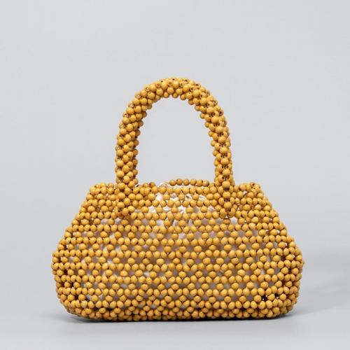 Wooden Beads & Polyester Cotton Easy Matching Woven Tote hollow PC