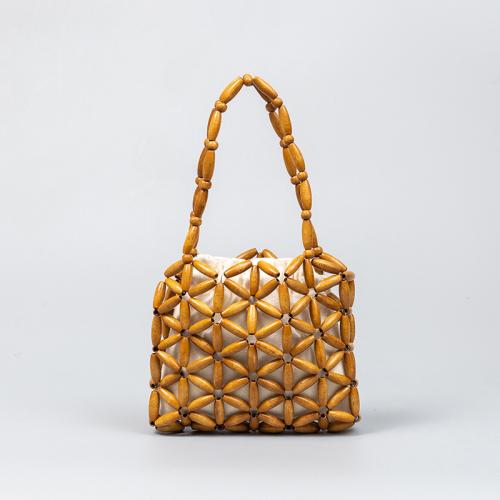 Wooden Beads & Polyester Cotton Easy Matching Woven Tote hollow PC