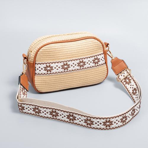 Straw & PU Leather Easy Matching Crossbody Bag PC