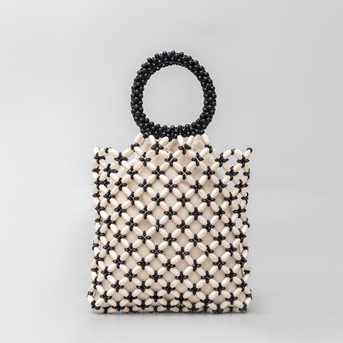 Wooden Beads & Polyester Cotton Easy Matching Woven Tote hollow PC