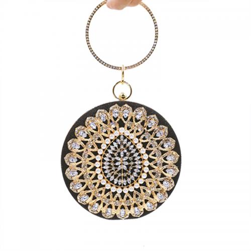 Metal & PU Leather Clutch Bag bun & circular ring & with rhinestone Plastic Pearl geometric PC