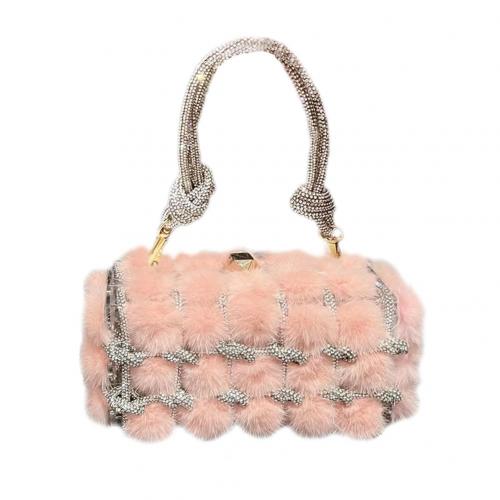 Plush Easy Matching Clutch Bag with rhinestone plaid PC