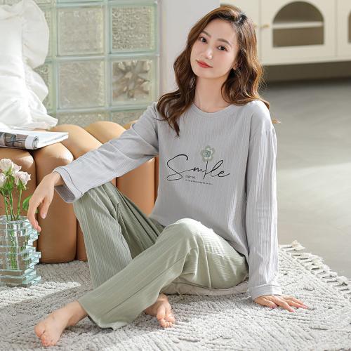 Coton Ensemble de pyjama de femmes Solide Gris Ensemble