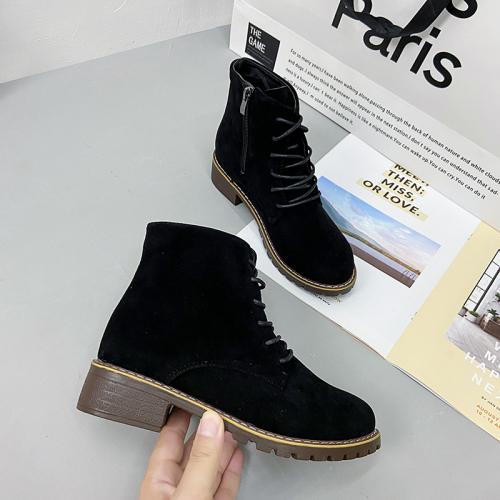 Suede chunky Boots hardwearing & anti-skidding Pair