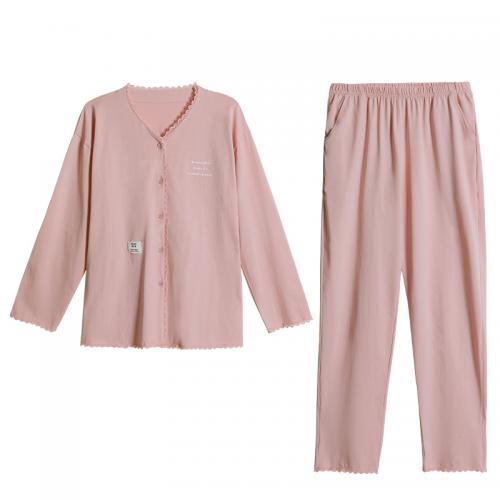 Baumwolle Frauen Pyjama Set, Solide, Rosa,  Festgelegt