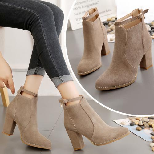 Suede chunky Boots hardwearing & anti-skidding Pair