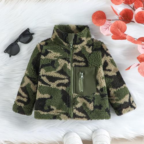 Polyester Manteau de garçon Imprimé Camouflage armée verte pièce