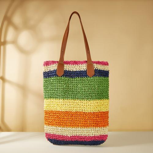 Corde de papier Sac à bandoulière tissé Rayé multicolore pièce