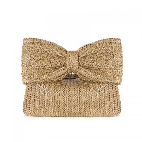 Straw Bowknot & Easy Matching Woven Tote khaki PC