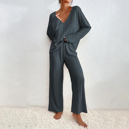 Polyester Frauen Pyjama Set, Hosen & Nach oben, Solide, mehr Farben zur Auswahl,  Festgelegt