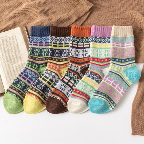 Polyester und Baumwolle Kurze Tube Socken, Gedruckt, Geometrische, gemischte Farben, :, 5Paare/Tasche,  Tasche