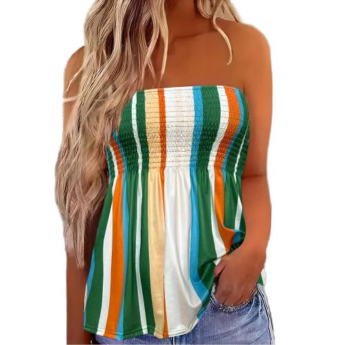 Polyester Tube Top Afgedrukt Striped gemengde kleuren stuk