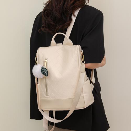 PU Leather Backpack waterproof Solid PC