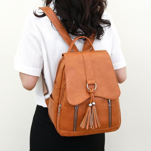 PU Leather Backpack waterproof Solid PC