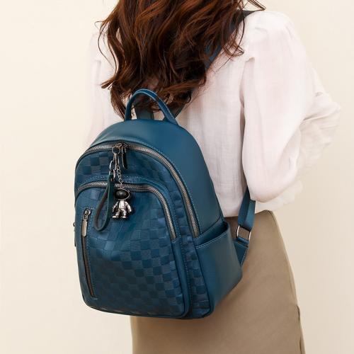 PU Leather Backpack waterproof Solid PC