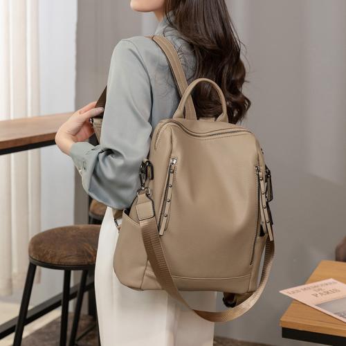 PU Leather Backpack waterproof Solid PC