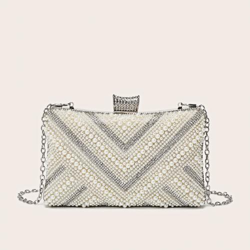 Polyester Easy Matching Clutch Bag with chain & with rhinestone PC