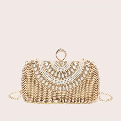 Polyester Easy Matching Clutch Bag with chain & with rhinestone PC