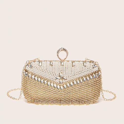 Polyester Easy Matching Clutch Bag with chain & with rhinestone PC