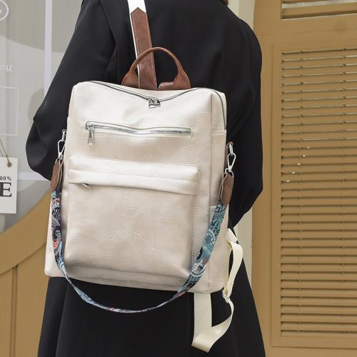 PU Leather Backpack waterproof Solid PC