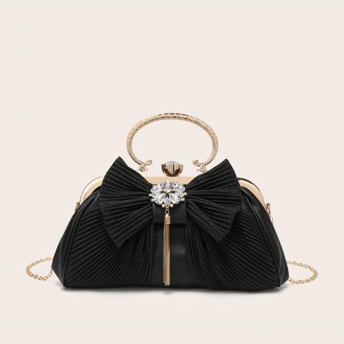 Polyester Easy Matching Clutch Bag with chain & with rhinestone bowknot pattern PC