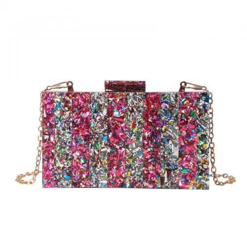 Acrylic hard-surface & Easy Matching Clutch Bag with chain mixed colors PC