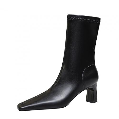 Gummi & PU Leder Stiefel, Solide, mehr Farben zur Auswahl,  Paar