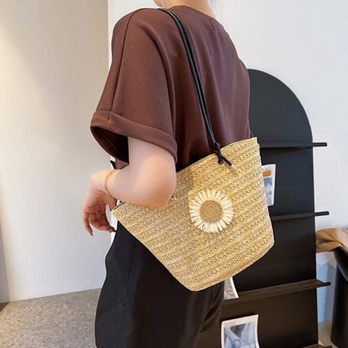 Straw Beach Bag Shoulder Bag Solid PC