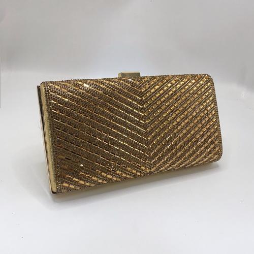 PU Leather & Zinc Alloy hard-surface & Easy Matching Clutch Bag with chain & with rhinestone PC