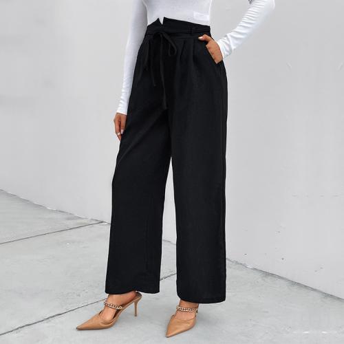 Corduroy Wide Leg Trousers & High Waist Women Long Trousers Solid blue PC