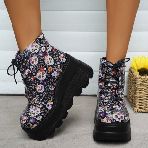 Rubber & PU Leather Flange Bridal Boots printed Pair