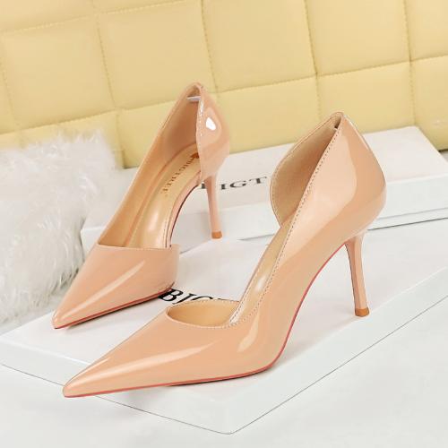 Patent Leather Stiletto High-Heeled Shoes Pair